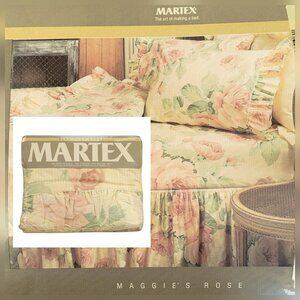 Vintage Martex Maggie’s Rose King Flat Sheet NOS Floral Pink Roses Percale 180TC